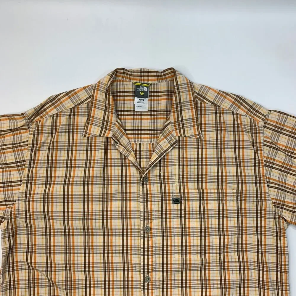 The North Face Shirt Mens‎ XL Extra Large Orange Brown A5 Series Plaid Button Up